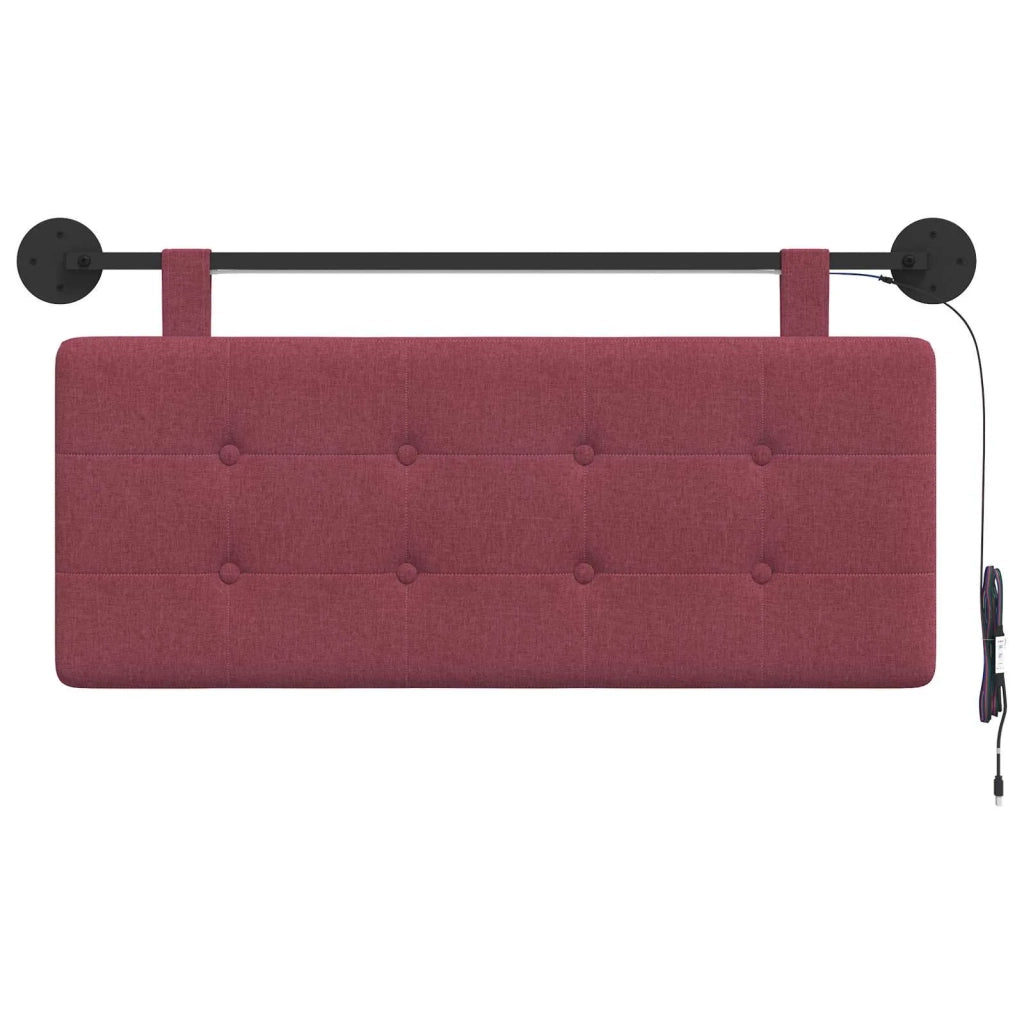 Testiera sospesa Con luce LED Rosso Vino Tessuto