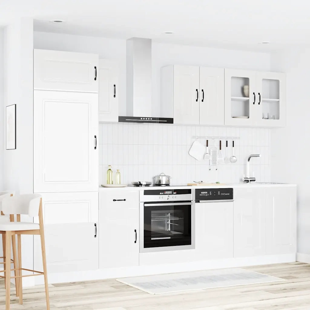 vidaXL Set Mobili da Cucina 8 pz Kalmar Bianchi Lucido in Truciolato