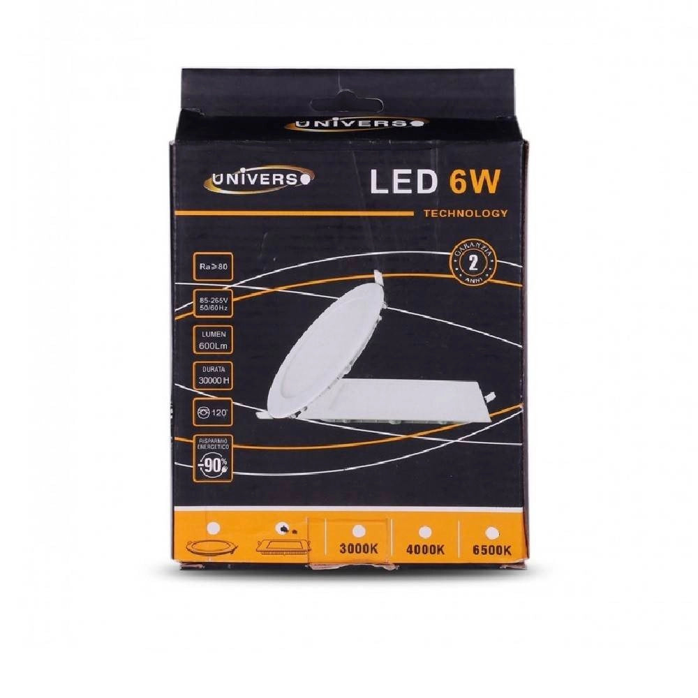 Trade Shop - Pannello Led Slim 6w Incasso Quadrato In Pvc Luce Caldo Freddo Naturale P105aq - -bianco Caldo      -
