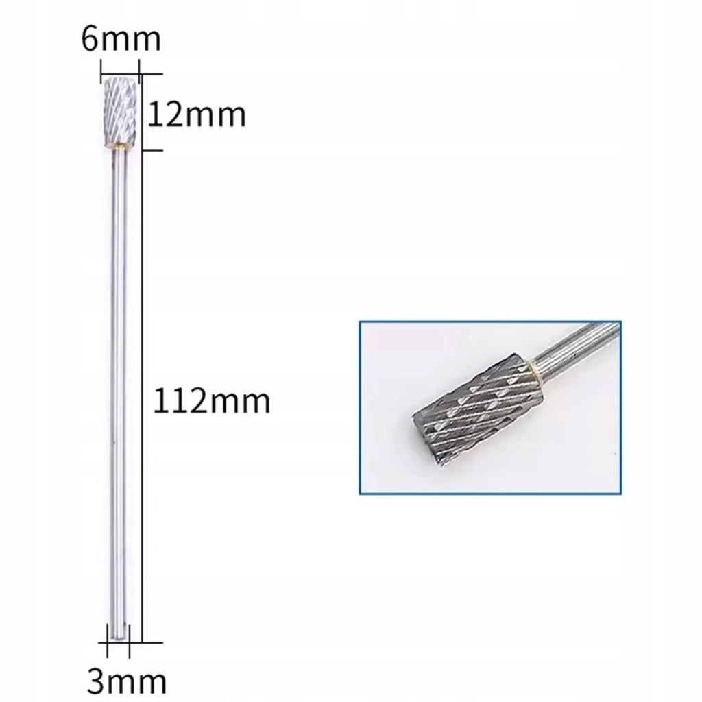 Set di Frese Rotative in Carburo di Tungsteno – Compatibile con Dremel e Altri | 10 Pezzi, Doppio Taglio, 3 mm, 100 mm