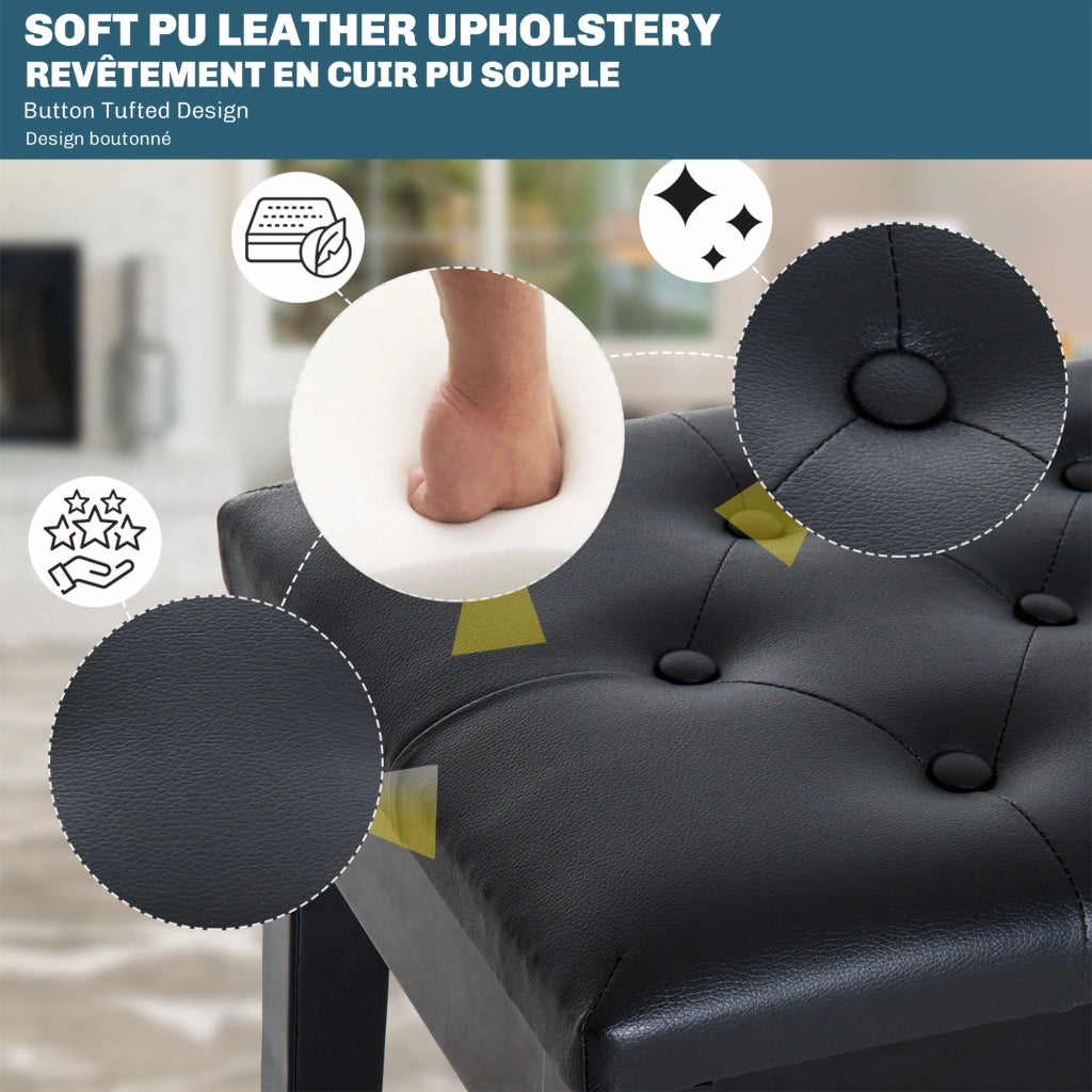 Sgabello con cassetto imbottito ¨C zephmum ¨C nero in tessuto similpelle