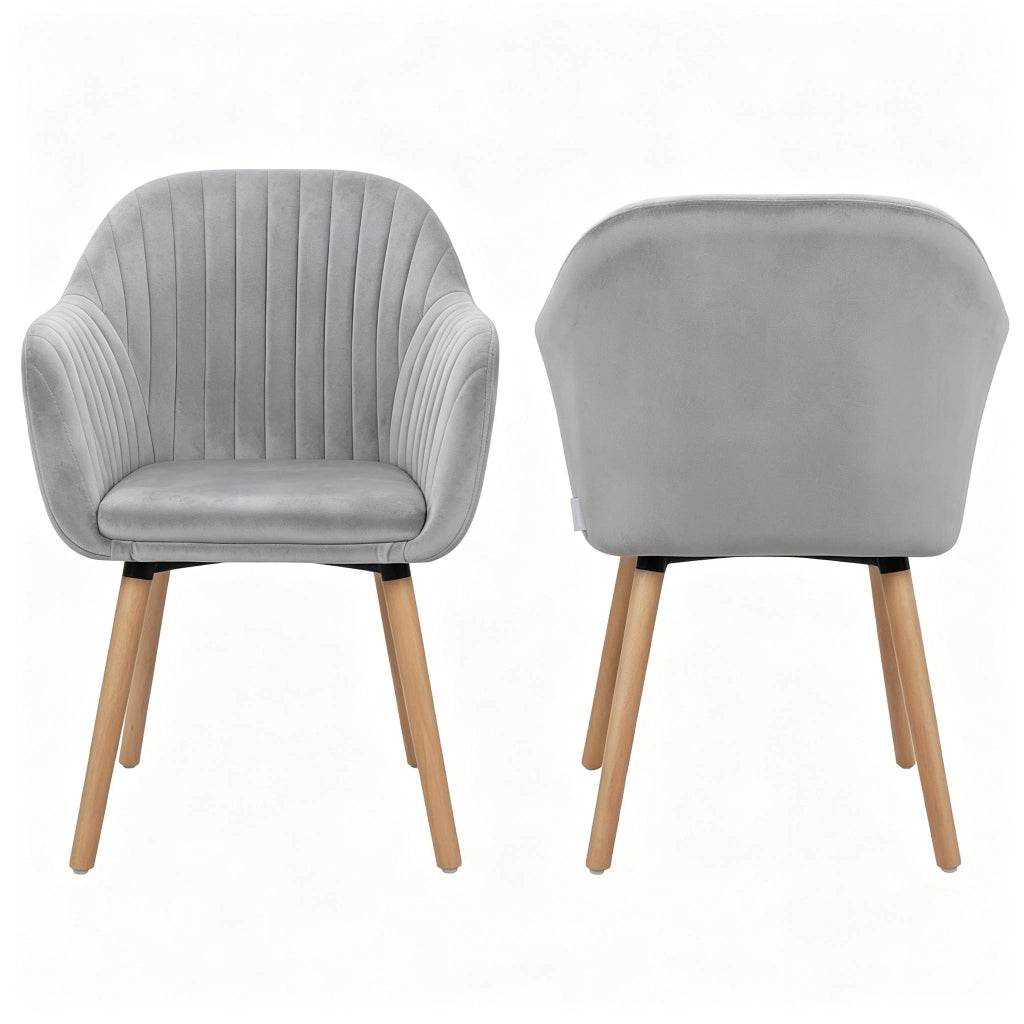SEDIE da pranzo Set da 2 pezzi 81 cm in velluto grigio chiaro