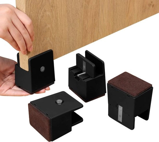 Verstelbare bedverhogers con chiusura a vite, 5,1 cm di altezza, robusta base, compatibile con diametri di gambe di tavolo da quattro posti quadrati/rotondi da 0 a 3,8 cm, sostenimento di 20.000 lbs Nero