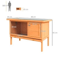 Gabbia per Conigli Conigliera da Esterno in Legno di Abete 90 x 45 x 65cm
