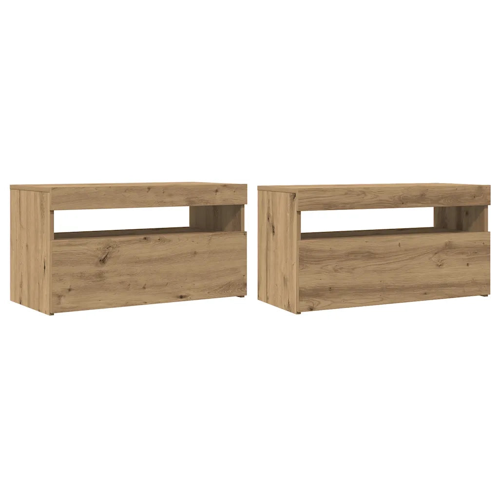 vidaXL Mobili Porta TV con LED 2 pz Artigianale in Legno Multistrato