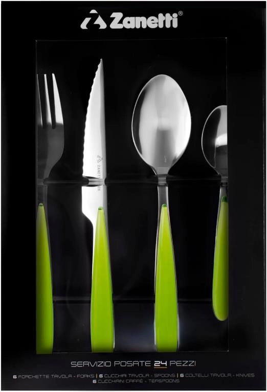 Servizio di Posate da Tavola Elegance Verde 24 Pezzi Zanetti