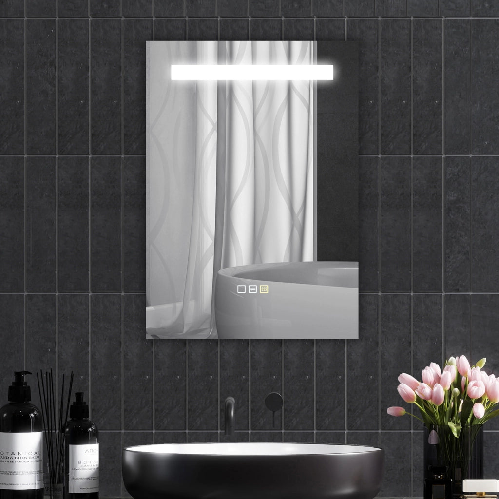 Specchio da Bagno con Luce LED 70x50 cm Antivaho 3 Colori ¨C zephmum ¨C Bianco