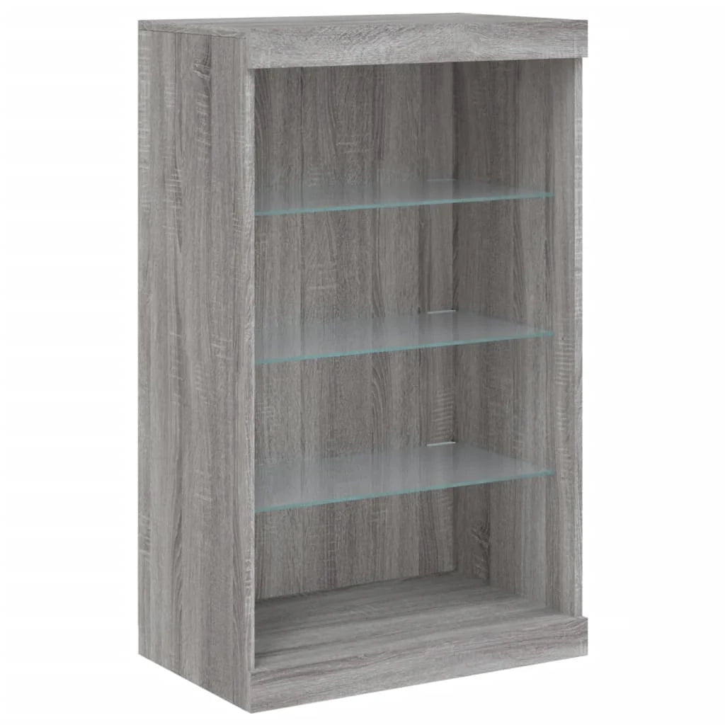 Buffet credenza cassettiera armadio mobile contenitore organizer per cucina soggiorno salotto con luci LED Sonoma 181,5 x 37 x 100 cm grigio 02_0030061