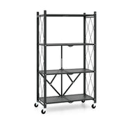 Scaffale portaoggetti pieghevole 71 x 34 x 126 cm con ruote bloccabili design moderno e robusto in metallo nero 20_0014777