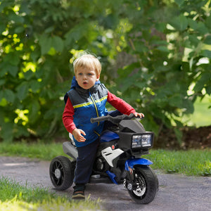 Moto Elettrica per Bambini 6V 3 Ruote Nera e Blu