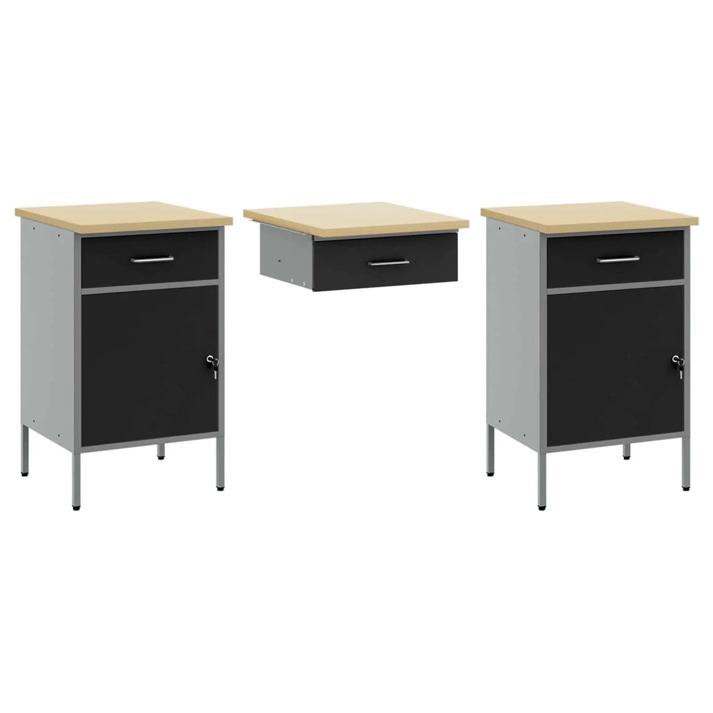 Mobile da lavoro 10 pcs Nero Legno ingegnerizzato e acciaio 3321470