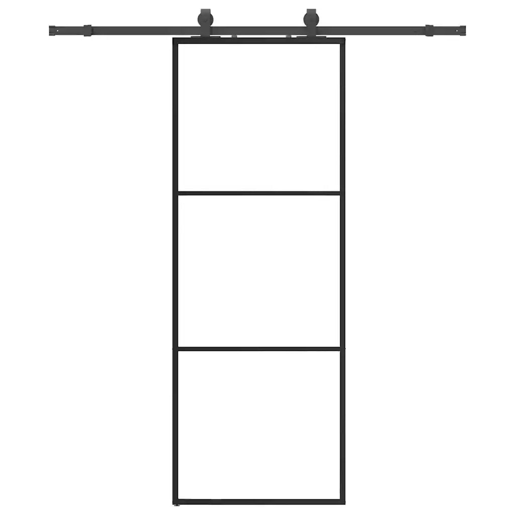 Porta Scorrevole con Ferramenta Nera 76x205 cm in Vetro ESG 3375781