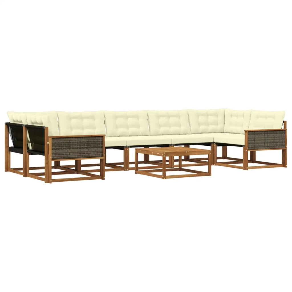 Set di divani da esterno con cuscino 8 pcs Naturale e Crema 3381306