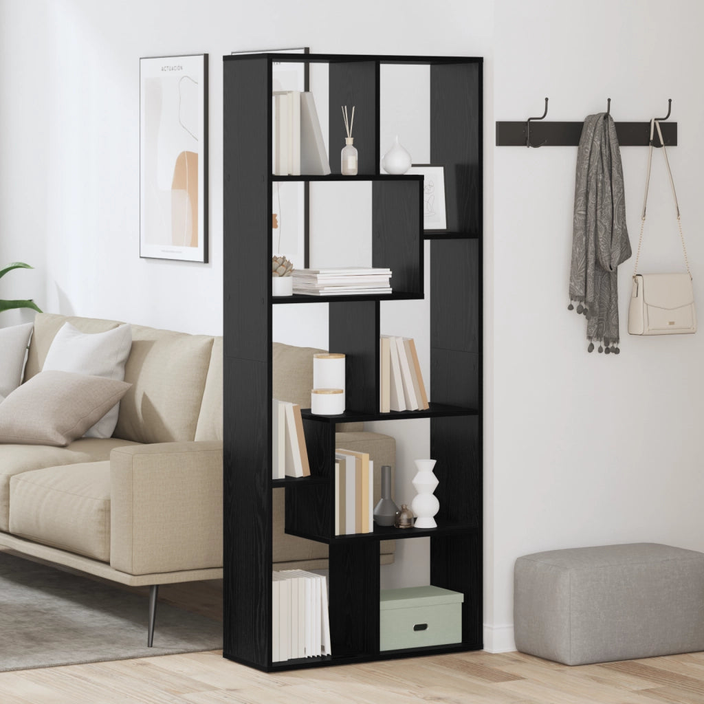 Libreria Divisoria Rovere Nero 67x25x161,5 cm Legno Ingegnierizzato