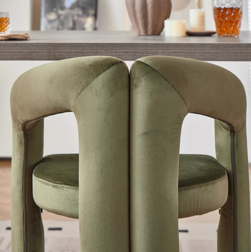 Sedia con Braccioli in Velluto Verde; Sedia Ergonomica per Sala da Pranzo e Ufficio