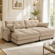 Poltrona relax 140x112x81 cm con 3 portabicchieri e tasca laterale in corduroy khaki