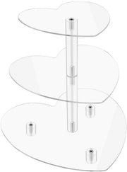 Cupcake Standaard Hartvormig - 3-laags Etagere - Transparante Acryl Houder - Dessert Display - Perfetto per Matrimoni - Dimensioni 25 x 23 x 25 cm - Taartstandaard