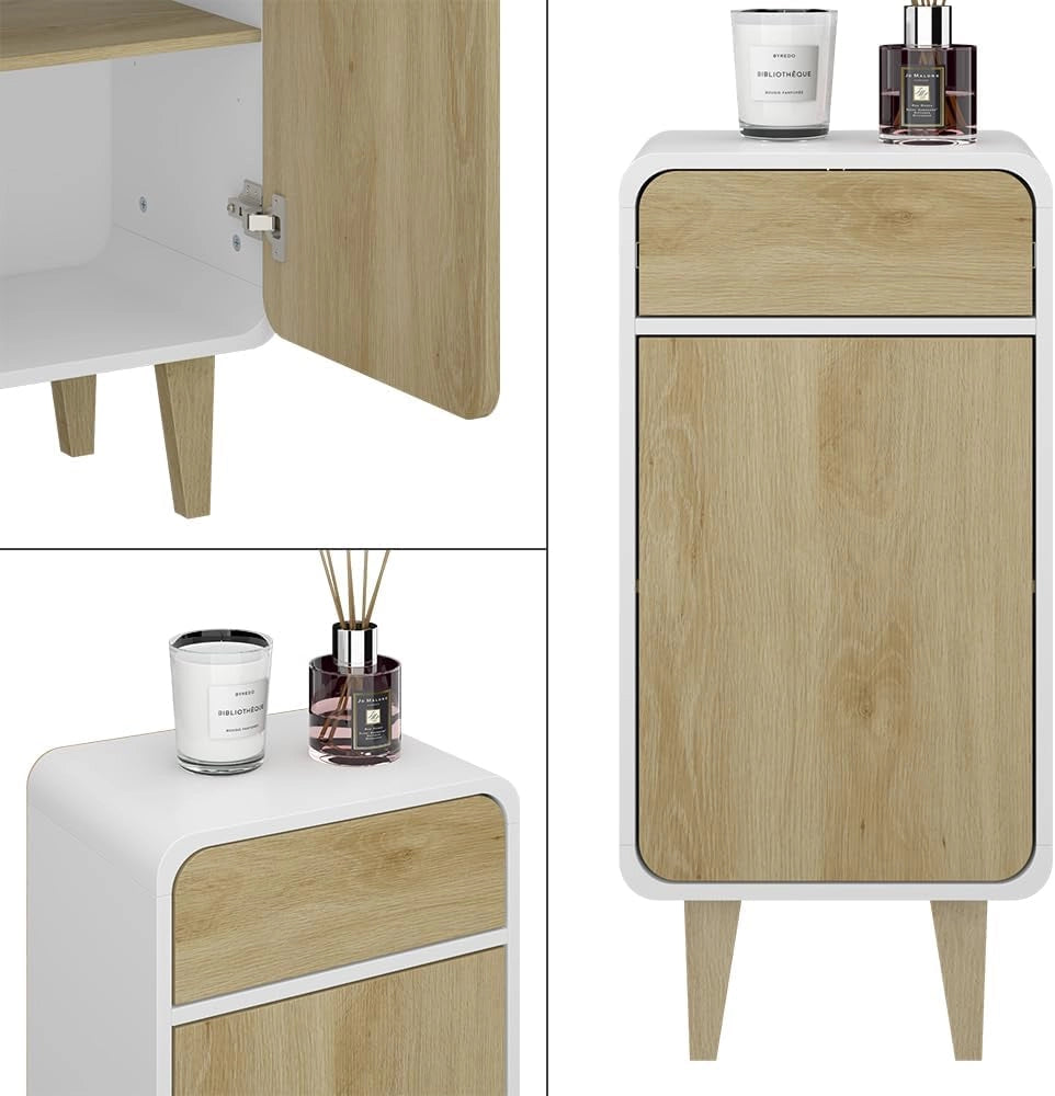 Mobile midi Arla, Bianco/quercia, 40 x 81 cm