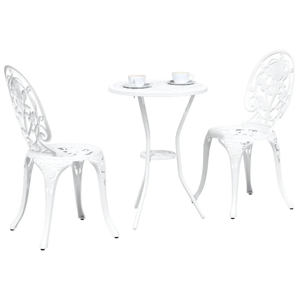 Set Bistro da Giardino 3 pcs Bianco Alluminio 42002388