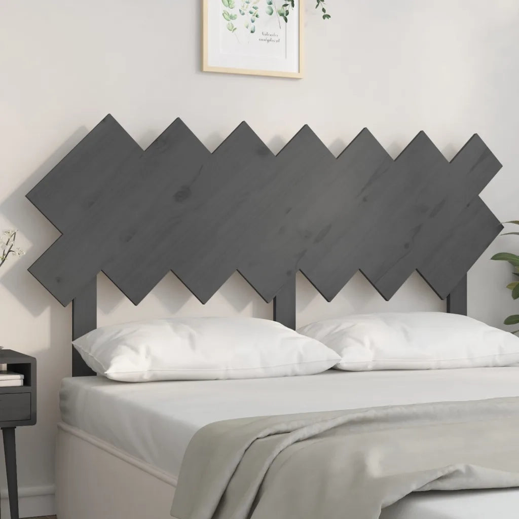 Testiera per Letto Grigia141x3x80,5cm in Legno Massello di Pino 819222