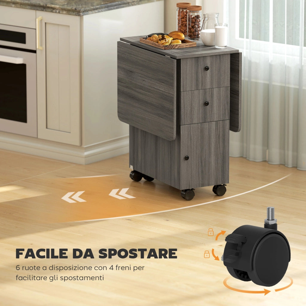 Tavolo a ribalta con cassetti e armadietto ¨C Zephmum ¨C Legno, Grigio, 120x60x76.5 cm