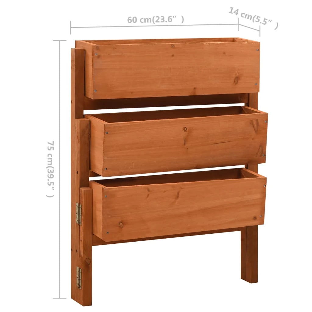 Fioriera pieghevole arancione da giardino 60 x 14 x 75 cm legno di abete 02_0000835