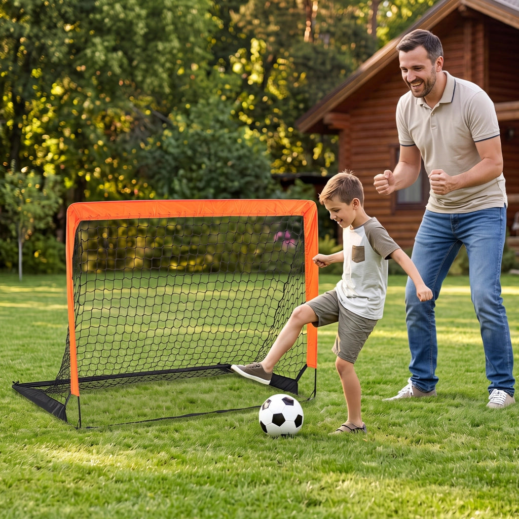 Set di 2 porte da calcio per bambini aste in fibra di vetro tessuto oxford, Porta da calcio facile montaggio con picchetti S