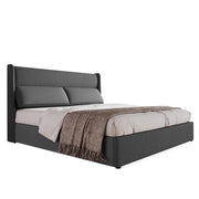 Letto Contenitore Letto Matrimoniale 140 x 200 cm con Testiera Regolabile e Vano Contenitore; senza Materasso