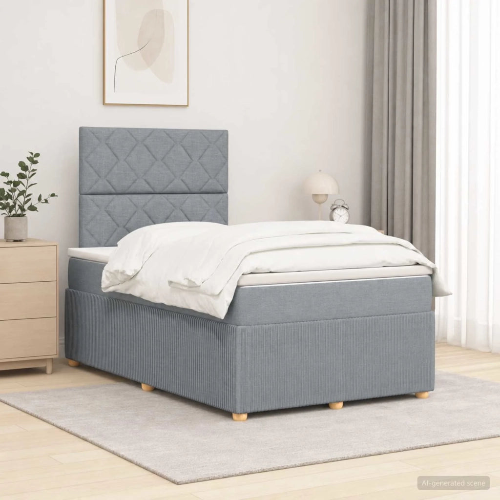 Letto Box Spring LED con Materasso Grigio Chiaro 120 x 190 cm 3455818
