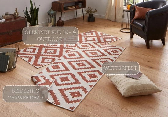 Tappeto Reversibile - 80x350 cm - Interno/Esterno - Terra Crema - Resistente al Traffico - Sostenibile - Leggero - Tappeto da Soggiorno