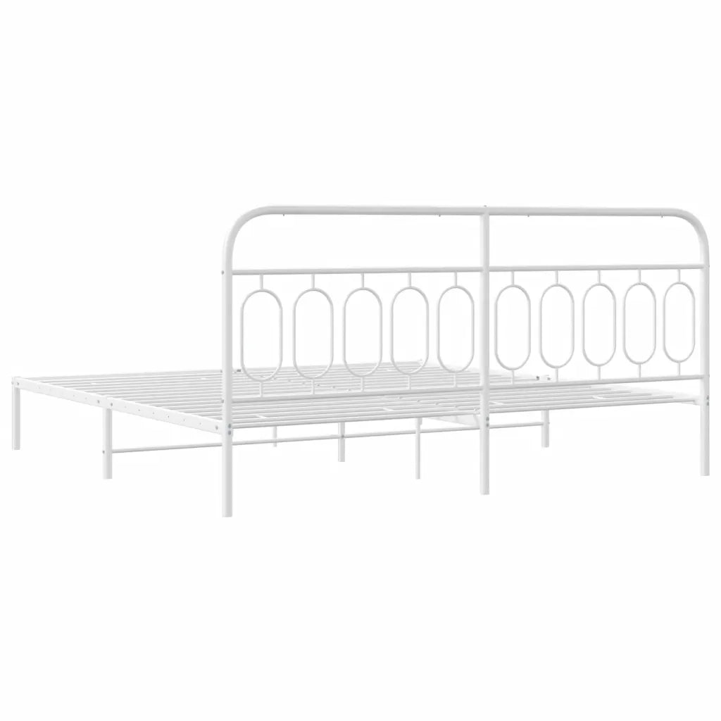 Giroletto con Testiera-Struttura Letto con testiera Metallo Bianco 200x200 cm 677383