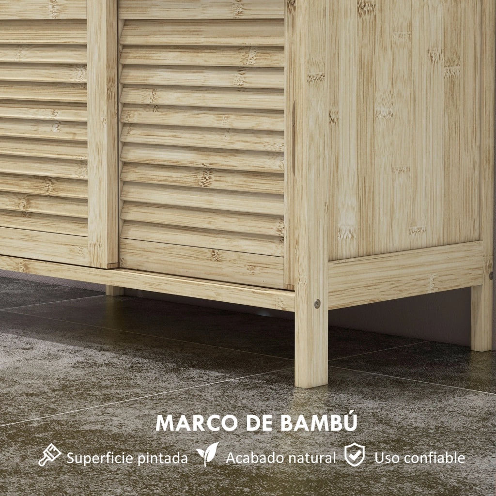Mobile sottolavabo con ante scorrevoli a doghe ¨C Xylo ¨C 60x30x60 cm naturale