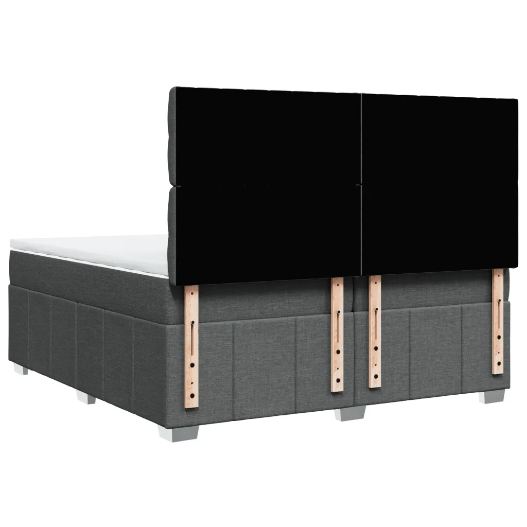 Giroletto a Molle con Materasso Grigio Scuro 200x200 cm Tessuto