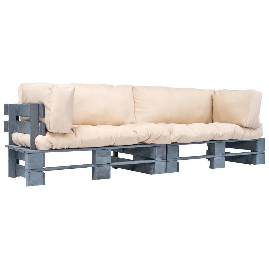 Set Divani Giardino Pallet 2pz con Cuscini Sabbia Legno di Pinocod mxl 71259
