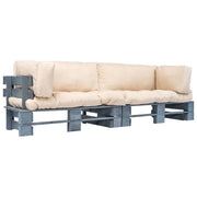 Set Divani Giardino Pallet 2pz con Cuscini Sabbia Legno di Pinocod mxl 71259