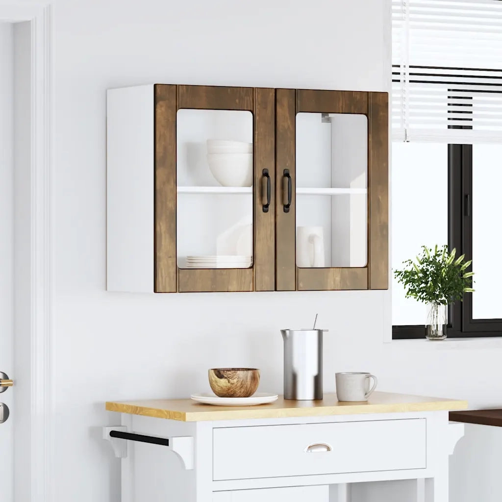 Pensile da Cucina con Porta in Vetro Lucca Rovere Fumo