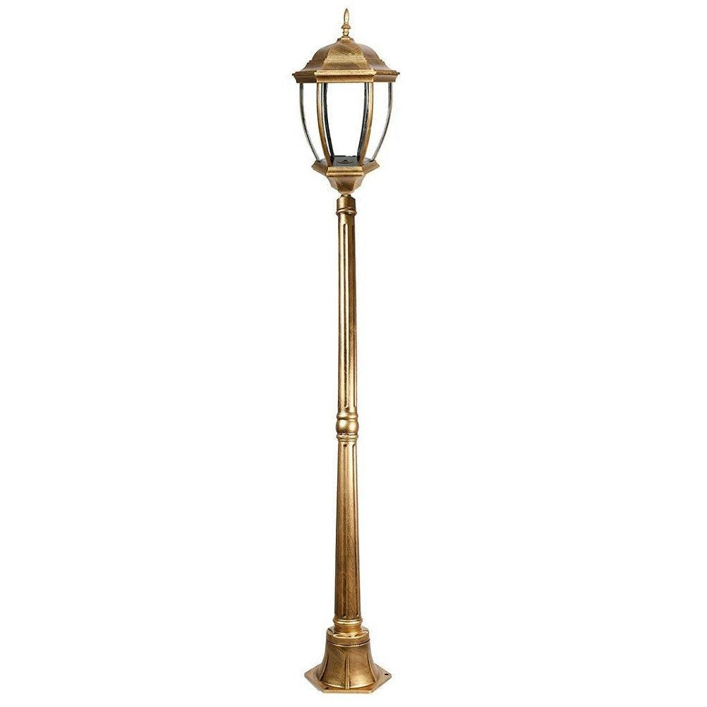 Trade Shop - Lampione Giardino Lanterna Vetro E27 Luce Esterno Alluminio 178x24cm Bronzo Es35 -