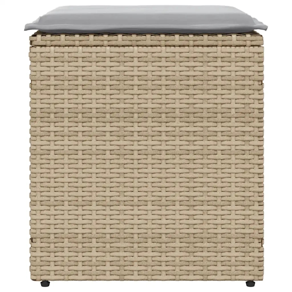 Sgabelli Giardino con Cuscini 4pz Beige 40x40x43 cm Polyrattan 4104042
