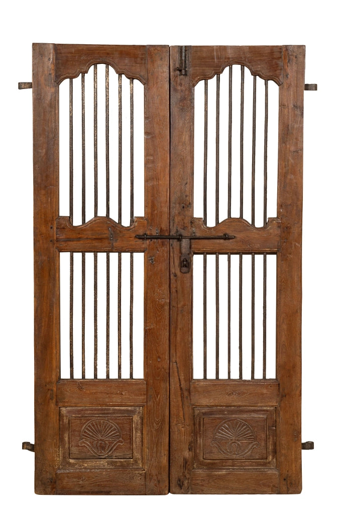 Biscottini Porta portone in legno massello e ferro da interno o da esterno vecchia e antica medievale scorrevole