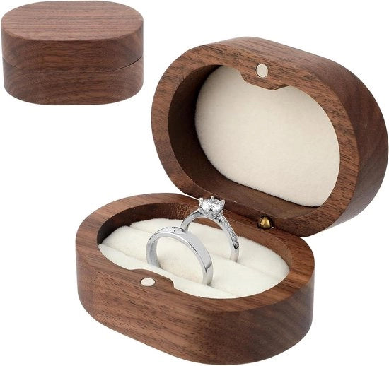 Cassa di Accoglienza per Anelli in Legno per Cerimonia - Cassa per Conservazione degli Anelli per Proposta di Matrimonio - Inclusa la Doppia Apertura.
