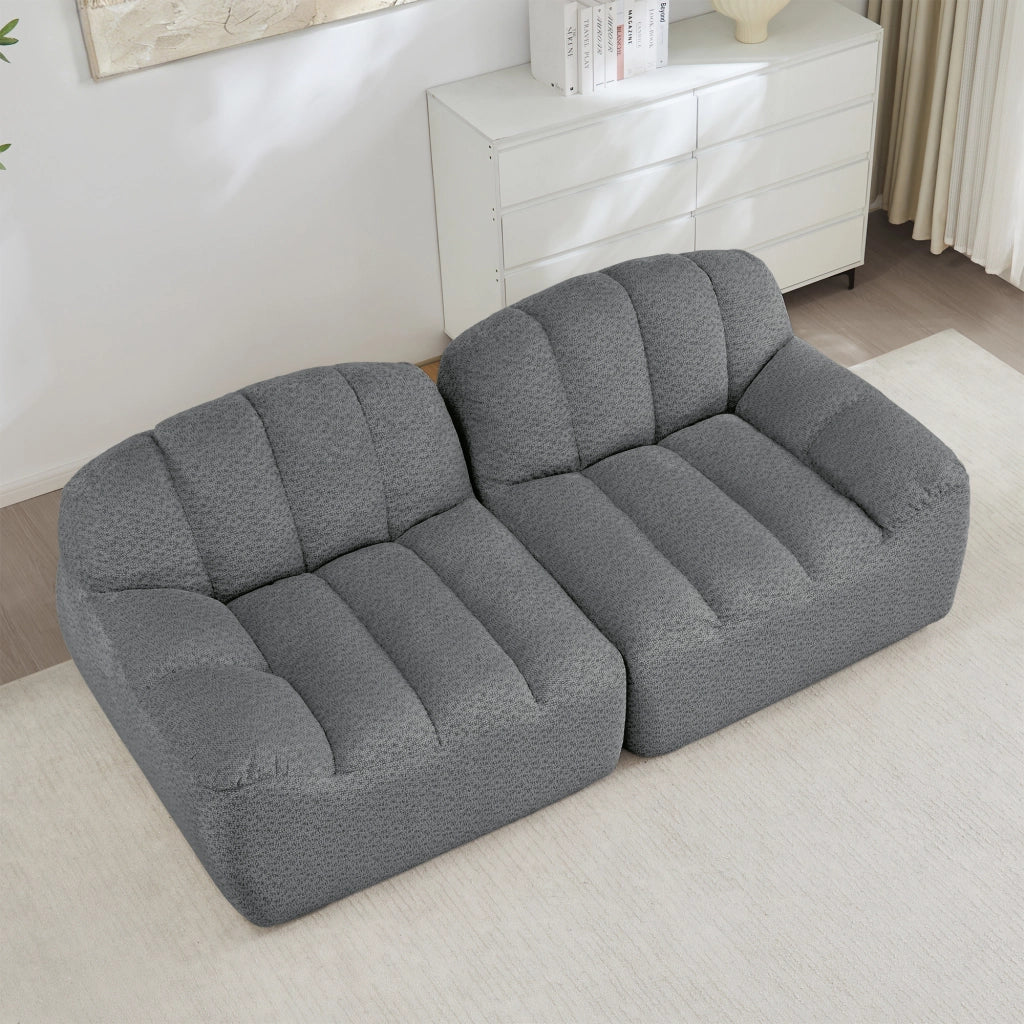 Divano Modulare 2 Posti Boneless ¨C MINIMAL ¨C Grigio, Morbido, Senza Montaggio