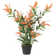 Photinia artificiale, pianta artificiale da 90 cm con 300 foglie, rami regolabili, 45 x 45 x 90 cm, rosso+verde