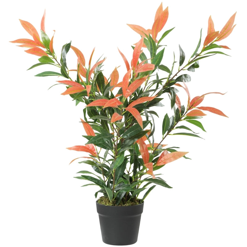 Photinia artificiale, pianta artificiale da 90 cm con 300 foglie, rami regolabili, 45 x 45 x 90 cm, rosso+verde