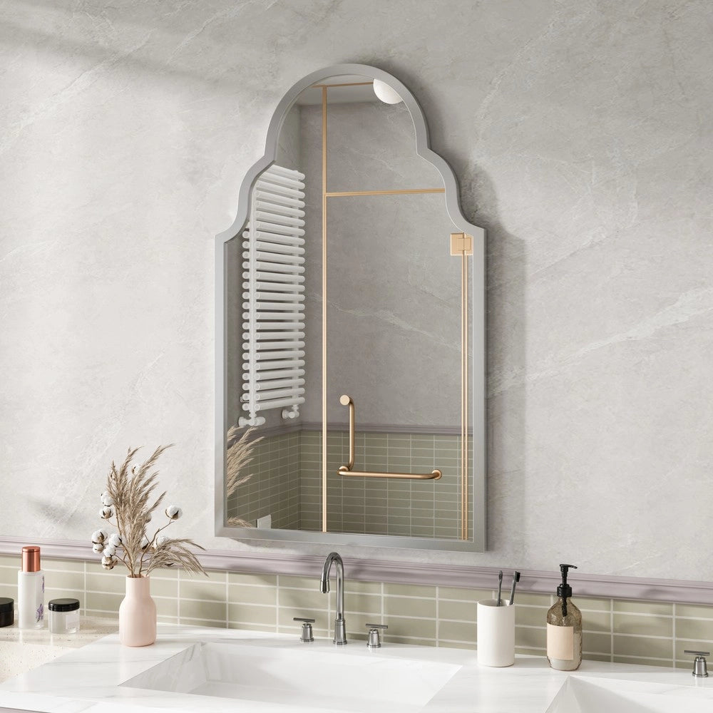 Specchio Rettangolare da Parete ¨C MINIMAL ¨C Cornice in Metallo Argento, 61x101 cm, Bagno e Soggiorno