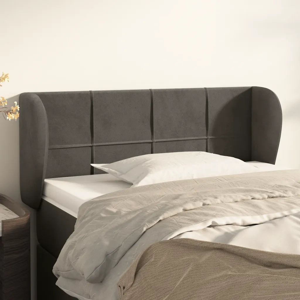 Testiera ad Orecchio-Testata con Orecchie Grigio Scuro 103x23x78/88 cm in Velluto 839891
