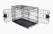 Banchina per cani pieghevole in acciaio inossidabile con caricatore, doppia porta, nera 56 x 33 x 40,6 cm