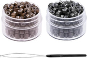 400 pezzi di anelli di allungamento capelli in silicio nano intrecciati - allungamento capelli a 1 pezzo - micro-filamenti 3 mm - anelli di allungamento capelli - marrone nero.
