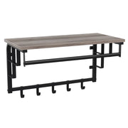Appendiabiti da parete con ripiano portaoggetti mensola da parete con 5 ganci removibili mensola sospesa con asta per ingresso camera da letto bagno soggiorno beige e nero 12_0002587