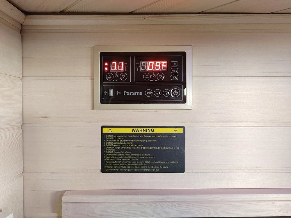 Sauna ad infrarossi 107x107 CM H188 in legno Hemlock con radio integrata | Tampere