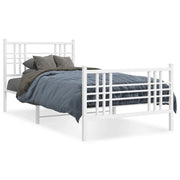 Letto singolo | Letto per adulti | Giroletto con Testiera e Pediera Metallo Bianco 90x190 cm